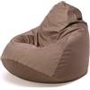 Ecopuf Fuzzy - Pouf Poltrona Sacco in Microfibra - Puffo per Sedersi - Puff Poltrona Relax - Pouf Sacco con Imbottitura in Palline di Polistirolo - Arredamento Casa - 80x110 cm - Marrone Chiaro A57