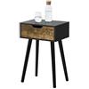[en.casa] Comodino con Cassetto Tavolino Laterale da Divano a 4 Gambe Mobiletto da Notte 60 x 40 x 29,5 cm Tavolo Basso per Soggiorno Camera da Notte Ingresso - Nero/Effetto Legno Scuro