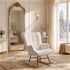 QLTXYHML Poltrona Allattamento a Dondolo, Sedia a Dondolo Allattamento con Schienale Alto Ergonomico in Teddy, Poltrona a Dondolo da Interno Imbottita, Poltrona Relax per Soggiorno Camera, Grigio