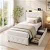 Poeahu Letto Poeahu 90 x 200 cm con LED e telaio USB, letto singolo con 2 cassetti, letto singolo imbottito con base a doghe, letto singolo per adolescenti, senza materasso