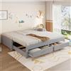 Kebnor Divano letto estraibile in legno, 90/180 x 190 cm, con due cassetti, senza braccioli e schienale, letto per gli ospiti multifunzione con rete a doghe (grigio)