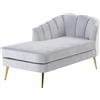 Beliani Chaise Longue Destra in Velluto Grigio Chiaro e Gambe Dorate