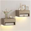 HOMCOM Set di 2 Comodini Sospesi Luci LED 37x32x21 cm Color Legno