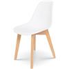 Kosmi - Sedia in stile scandinavo modello GABBY - Scocca in resina bianca e gambe in legno naturale