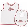 LaVelahome Kit Buona Fortuna Neonato Made in Italy 2 Pezzi, Camicina della Fortuna e Bavaglino 100% Cotone Percalle, Ricamo Elegante, Idea Regalo Corredino Nascita Se Camicino e Bavetta (Rosso / Bianco)
