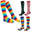 AOOPOO 4 Paia Calzini Colorati a Righe in Cotone, Lunghi Fino al Ginocchio con Cinque Dita per Donne e Ragazze, Casual al Calzini da Ginnastica per lo Sport e la Corsa, EU 35-40