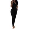 Minetom Completo da Donna Due Pezzi Elegante Senza Maniche Blazer Scollo a V Gilet Ufficio Business Giacca Gilet e Pantaloni B Nero M
