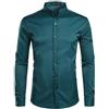 PARKLEES - Camicia da uomo a manica lunga, slim fit, facile da stirare, con colletto a punta, per l'ufficio e il tempo libero, blu-verde, S