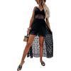 Dazzerake Abito Lungo in Pizzo all'Uncinetto con Scollo a V da Donna Tinta Unita Scava Fuori Senza Maniche Pagliaccetto con Imbracatura Vestito Estivo da Spiaggia Casual Allentato (Nero, M)