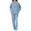 Minetom Pigiama da Donna Lungo in Pile Set Pigiama Caldo Abbigliamento da Notte Invernale Morbido Tuta Sportiva Due Pezzi Giacca con Cerniera e Pantaloni E Blu S
