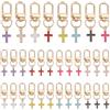 WADORN 32 Pezzi Portachiavi A Forma di Croce - 8 Colori Smaltati Ciondoli Con Fermagli A Moschettone Bordo Dorato di Benedizione per Donne e Auto Accessori Clip