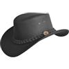 SideWinder Cappello Cowboy Western Australiano Cappelli Pelle di Vacchetta di Cuoio modellabile Outback Stile Vintage Tesa Nero Marrone Tutte Le Tagli