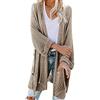 Dinglong Maglione Lana Traforato Donna Maglione Allentato a Maniche Lunghe Cardigan da Donna Lavorato a Maglia Casual Cardigan Lungo da Donna Aperto Maglione Lana Traforato Donna