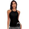 WOWENY Canottiera da donna sexy, basic, scollo a U, reggiseno integrato, senza ferretto