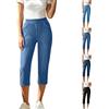 DeHolifer Jeans 3/4 da Donna a Vita Alta, Gamba Dritta Pantaloni Capri Estivi Pantalone con Tasche Pinocchietto Elasticizzata Leggins Morbido Comodi Pinocchietti Casual Tinta Unita Pants per Tempo Libero