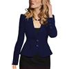 Minetom Blazer Donna Maniche Lunghe Cappotto Elegante Ufficio Business Blazer Top Gilet Tailleur Giacca con Bottoni A Marino S