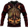 keephen Uomini Viking Felpa con Cappuccio Moda Casual Viking Tattoo 3D Stampato Pullover a Maniche Lunghe Felpa Giacca Top