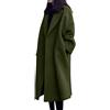 Minetom Donna Cappotto Elegante Giacca Lunga da Lavoro Ufficio Blazer Manica Lunga Trench Antivento Bottoni Oversize Parka B Verde Militare 48
