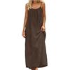 Generico Abito Lungo Donna Taglie Forti Vestito Schiena Scoperta Casual Ampio Vestito Mare Senza Maniche per Il Libero con Schiena Scoperta Elegante a Maniche Lunghe Vestiti Estivi Donna (Coffee, L)