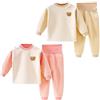 AOOPOO Set di 2 Completi Intimi Termici per Neonati e Bambini, Maglia a Maniche Lunghe + Pantaloni a Vita Alta con Fodera in Pile per L'autunno-Inverno, Lo Sci e l'Uso Quotidiano, 6 Mesi-4 Anni