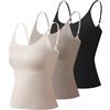AOOPOO 3 Pezzi Canotta da Donna Spalline Sottili in Morbida Microfibra, Intimo Senza Cuciture Canottiera Canotta Top Regolabile Spalline Canottiere per Donna e Ragazze