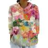 keephen per Donna Vintage Stile Etnico Fiori Colorati Stampa 3D Camicie con Colletto a Maniche Lunghe Crepe a Bolle Camicetta Leggera da Donna Boho Vacanze Top all'aperto