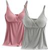 AOOPOO Confezione da 2 Canotta da Allattamento per Donna, Canottiera Pigiama Scollo a V in Pizzo con Cuscinetti Rimovibili per Dormire Allattamento Reggiseno Top Gravidanza Pigiama Canotte, M-3XL