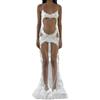 Oludkeph Abito da Donna in Pizzo Floreale, con Spalline Sottili, per Spiaggia, Feste, Club