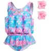 Summshall Costume da bagno intero per bambine con galleggiamento Costume da bagno intero per bambini Gilet da bagno Costume da bagno galleggiante, Blu Rosa, 4-5 Anni