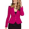 Minetom Blazer Donna Maniche Lunghe Cappotto Elegante Ufficio Business Blazer Top Gilet Tailleur Giacca con Bottoni A Rosa XL