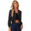 Allegra K Donna Giacca in Pizzo Leggera Bomber con Cerniera | Colletto in Piedi Leggero Giacca Baseball Uscite