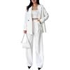 Minetom Tailleur con Pantalone Due Pezzi Donna Elegante Business Maniche Lunghe Ufficio Blazer con Bottone Pantaloni e Giacca Completo Set A Bianco XL
