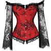 Dinglong Shapewear Dimagrante Donna Moda Corsetto Top con Perizoma Raso Lacci Retro Breve Disossato Bustier Floreale Aderente Shaperwear Dimagrante, rosso, S