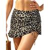 SHEKINI Donna Gonna da Nuoto Elegante Slim Gonna da Bagno Ruched Sportivo Costumi da Bagno Donna Costruito nel Bikini Pantaloni Gonna Corta Vestito da Spiaggia（XXL，Leopardato）