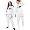Minetom Autunno Inverno Tuta Sportiva Uomo Donna King Queen Stampa Manica Lunga Felpa con Cappuccio e Pantaloni Due Pezzi Completi Jogging Set Z Bianco Queen M