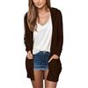 Dinglong Giacca con cintura da donna, giacca cardigan casual a maniche lunghe e tasche tinta unita, con cappuccio, giacca con cintura da donna, marrone, M