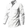 Generico Shirt Uomo- Camicia da A Maniche Lunghe in Lino con Doppio Taschino Casual