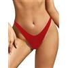 SHEKINI Donna Bikini Perizoma Brasiliano Nuoto Tronchi Sexy alla Moda Costumi da Bagno Chic Tanga da Donne A Forma di V Vita Alta Cheeky Fondo Bikini da Spiaggia (M, Rosso V)