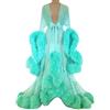 Minetom Donna Vestiti Sexy Lunghi Casuale Abito Maxi Manica Lunga Accappatoio Trasparente Scollo a V Vestito Kimono Pigiama