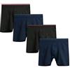 Nuofengkudu Senza Cuciture Boxer Aderenti Uomo Cotone Taglie Forti Elasticizzato Lunghe Mutande Rigonfiamento Traspirante Morbidi Comode Sportivo Underwear Underpants 4 Pack-2 Nero/2 Blu Navy 3XL
