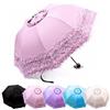 YUEHUA principessa pizzo vintage in pizzo uv ombrello pieghevole 3d fiore ricamo ombrello 3 pieghe giorni di pioggia, giorni di neve, giorni di sole disponibili