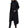 Minetom Donna Cappotto Elegante Giacca Lunga da Lavoro Ufficio Blazer Manica Lunga Trench Antivento Bottoni Slim Fit Parka C Nero 48