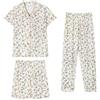 Uwdiohq Estivo da Donna A Maniche Corte con, 3 Pezzi, Taglie Forti Vestaglia di Pigiama Corto Cotone Nero Ladies Cotton Pyjamas Maglina Marca Carnevale Aperto Davanti Costume Pijama Pigiami