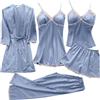 Dinglong pigiami donna completo lino donna Lingerie sexy da donna Giarrettiera Lingerie Set Vestaglie Body in pizzo Biancheria intima con scollo a V profondo 1 Camicie da notte in cotone completo lino