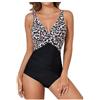 Naapesi Costume da Bagno Donna Intero Nero Leopardato Sexy Push Up Contenitivo Pancia Modellante Costumi da Mare Piscina Elegante (IT, Numero, 38, 42, Regular, Regular, L, Nero)