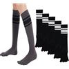 AOOPOO 5 Paia Calze da Donna con dita Separate Calzini Sportivi in Cotone, Morbido Caldo Calze al Ginocchio Lunghe al Ginocchio da Donna alta a Righe Calze Sportive con Punta, EU 35-40