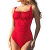 CUPSHE - Costume da bagno intero da donna, con scollo quadrato, taglio a spalla scoperta, coulisse con laccetto auto-regolabile, gancio posteriore, Rosso vero., S