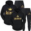 Minetom Tuta Sportiva King Queen Stampa Manica Lunga Felpa con Cappuccio e Pantaloni 2 Pezzi Uomo Donna Set da Jogging
