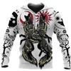JJLLAZAD Felpa Vichinga con Cappuccio da Uomo Stampata in 3D Mitologia Norrena Tatuaggio di Odino Manica Lunga Primavera Autunno Camicia