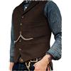 AeoTeokey - Gilet da uomo classico in lana e tweed, senza maniche, stile casual, a spina di pesce, per smoking, Caff, XL